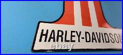 Vintage Harley Davidson Motorcycle Porcelain Number One Gas Oil Pump Plate Sign