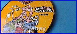 Vintage Harley Davidson Motorcycle Porcelain Pink Panther Service Gas Pump Sign