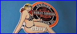 Vintage Harley Davidson Motorcycle Porcelain Pinup Girl Gas Pump Service Sign