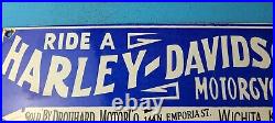 Vintage Harley Davidson Motorcycle Porcelain Ride A Bike Gas Oil Pump Plate Sign