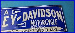 Vintage Harley Davidson Motorcycle Porcelain Ride A Bike Gas Oil Pump Plate Sign