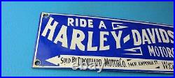 Vintage Harley Davidson Motorcycle Porcelain Ride A Bike Gas Oil Pump Plate Sign