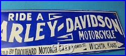 Vintage Harley Davidson Motorcycle Porcelain Ride A Bike Gas Oil Pump Plate Sign