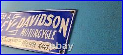 Vintage Harley Davidson Motorcycle Porcelain Ride A Bike Gas Oil Pump Plate Sign