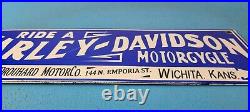 Vintage Harley Davidson Motorcycle Porcelain Ride A Bike Gas Oil Pump Plate Sign