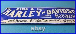 Vintage Harley Davidson Motorcycle Porcelain Ride A Bike Gas Oil Pump Plate Sign