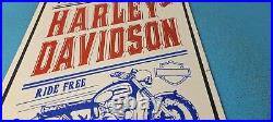 Vintage Harley Davidson Motorcycle Porcelain Ride Free Gas Pump Service Sign