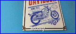 Vintage Harley Davidson Motorcycle Porcelain Ride Service Gas Pump Station Sign