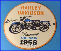 Vintage Harley Davidson Motorcycle Porcelain Service Bike Sales Gas Pump Sign