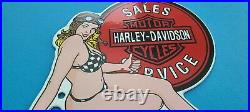 Vintage Harley Davidson Motorcycle Porcelain Service Station Gas Pump 8 Sign