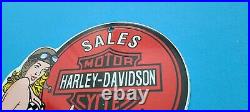 Vintage Harley Davidson Motorcycle Porcelain Service Station Gas Pump 8 Sign