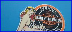 Vintage Harley Davidson Motorcycle Porcelain Service Station Gas Pump Sign