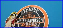 Vintage Harley Davidson Motorcycle Porcelain Service Station Gas Pump Sign