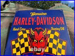 Vintage Harley Davidson Motorcycle Porcelain Service Station Pump Plate Sign