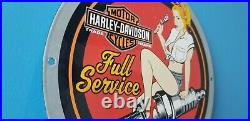 Vintage Harley Davidson Motorcycle Porcelain Service Station Spark Pump Sign
