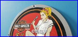 Vintage Harley Davidson Motorcycle Porcelain Service Station Spark Pump Sign