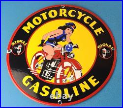 Vintage Harley Davidson Motorcycle Porcelain Signal Gasoline Service Pump Sign