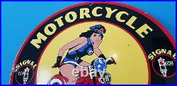Vintage Harley Davidson Motorcycle Porcelain Signal Gasoline Service Pump Sign