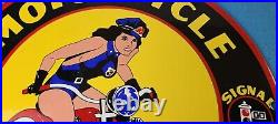 Vintage Harley Davidson Motorcycle Porcelain Signal Gasoline Service Pump Sign