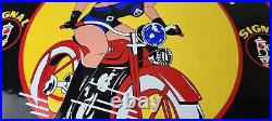 Vintage Harley Davidson Motorcycle Porcelain Signal Gasoline Service Pump Sign