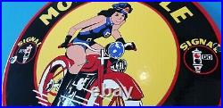 Vintage Harley Davidson Motorcycle Porcelain Signal Gasoline Service Pump Sign