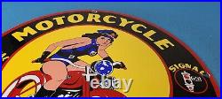 Vintage Harley Davidson Motorcycle Porcelain Signal Gasoline Service Pump Sign