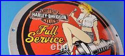Vintage Harley Davidson Motorcycle Porcelain Spark Plugs Service Gas Pump Sign