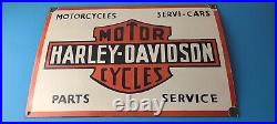 Vintage Harley Davidson Motorcycle Sign Large Porcelain Parts Gas Pump Sign