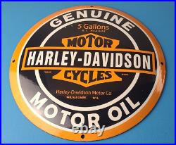 Vintage Harley Davidson Motorcycle Sign Large Porcelain Parts Gas Pump Sign