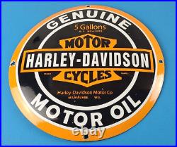 Vintage Harley Davidson Motorcycle Sign Large Porcelain Parts Gas Pump Sign