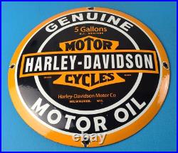 Vintage Harley Davidson Motorcycle Sign Large Porcelain Parts Gas Pump Sign