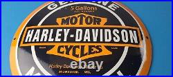 Vintage Harley Davidson Motorcycle Sign Large Porcelain Parts Gas Pump Sign