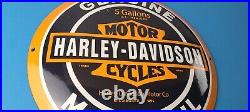 Vintage Harley Davidson Motorcycle Sign Large Porcelain Parts Gas Pump Sign