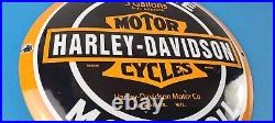 Vintage Harley Davidson Motorcycle Sign Large Porcelain Parts Gas Pump Sign