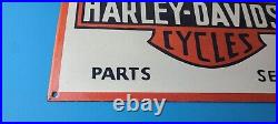 Vintage Harley Davidson Motorcycle Sign Large Porcelain Parts Gas Pump Sign