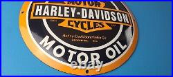 Vintage Harley Davidson Motorcycle Sign Large Porcelain Parts Gas Pump Sign
