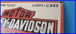 Vintage Harley Davidson Motorcycle Sign Large Porcelain Parts Gas Pump Sign
