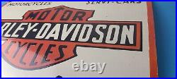 Vintage Harley Davidson Motorcycle Sign Large Porcelain Parts Gas Pump Sign