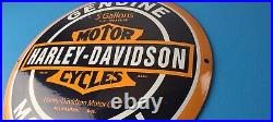 Vintage Harley Davidson Motorcycle Sign Large Porcelain Parts Gas Pump Sign