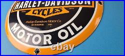 Vintage Harley Davidson Motorcycle Sign Large Porcelain Parts Gas Pump Sign