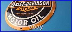 Vintage Harley Davidson Motorcycle Sign Large Porcelain Parts Gas Pump Sign
