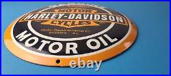 Vintage Harley Davidson Motorcycle Sign Large Porcelain Parts Gas Pump Sign