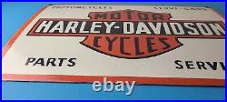 Vintage Harley Davidson Motorcycle Sign Large Porcelain Parts Gas Pump Sign