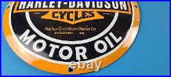 Vintage Harley Davidson Motorcycle Sign Large Porcelain Parts Gas Pump Sign