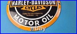 Vintage Harley Davidson Motorcycle Sign Large Porcelain Parts Gas Pump Sign