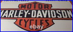 Vintage Harley Davidson Motorcycle Sign Large Porcelain Parts Gas Pump Sign