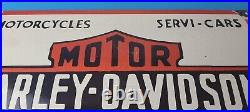 Vintage Harley Davidson Motorcycle Sign Large Porcelain Parts Gas Pump Sign