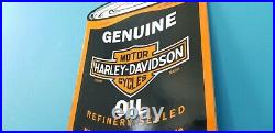 Vintage Harley Davidson Motorcycles Porcelain Gas Motor Oil Quart Can Pump Sign