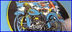Vintage Harley Davidson Motorcycles Porcelain Gas Pump Plate Sign