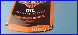 Vintage Harley Davidson Motorcycles Porcelain Motor Oil Quart Can Gas Pump Sign
